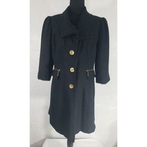 Women's Sz 8 R Mary Kay by GKDirect Black Twill Jacket Long Blazer Coat 3/4 Sl.